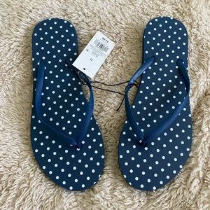 Navy Polka Dot Flip Flops